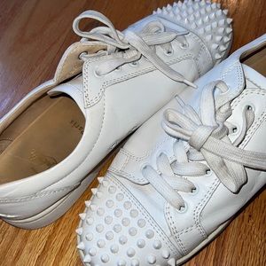 Christian Louboutin White Spiked Toe Sneakers